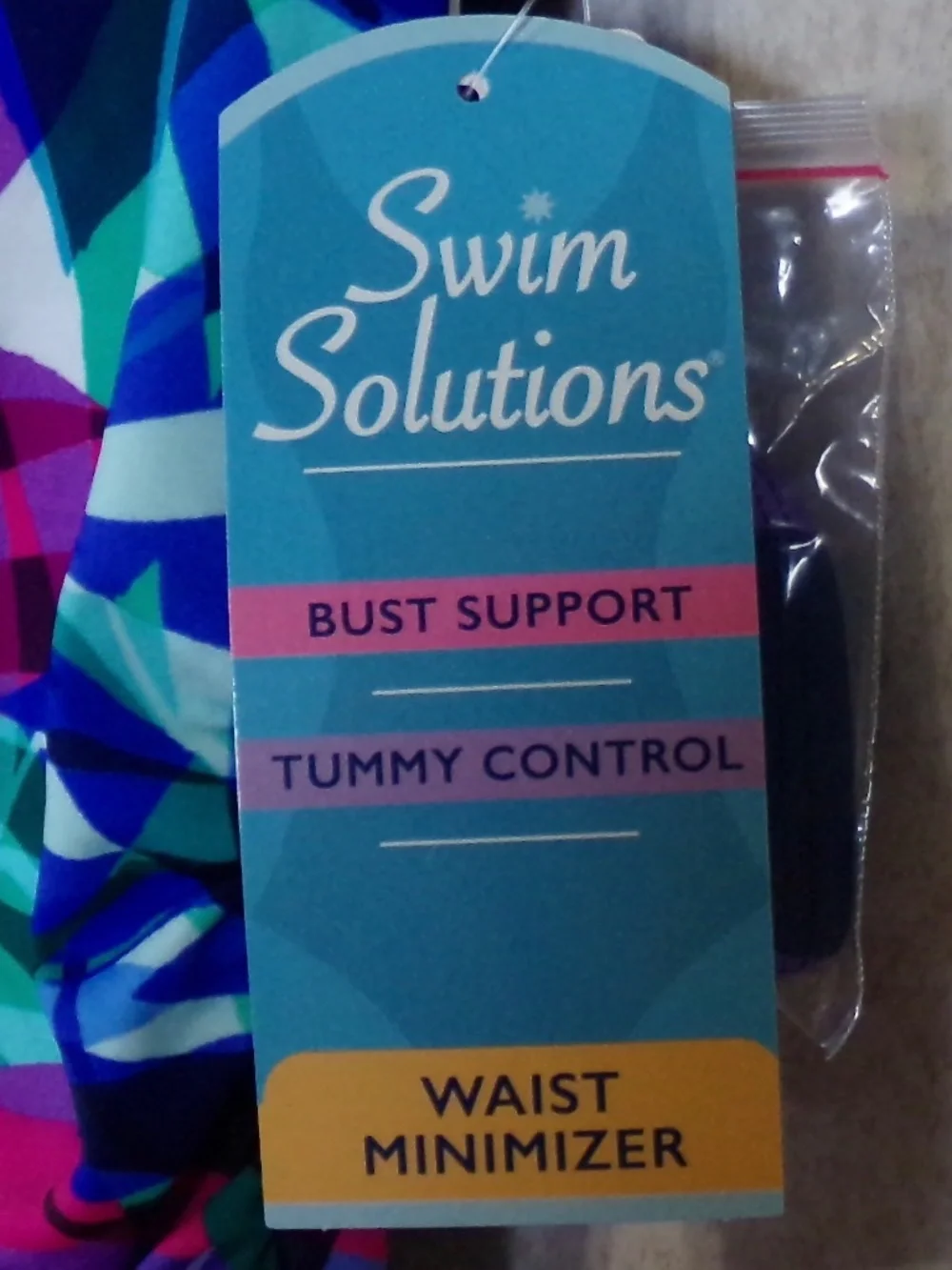 SOLD Swim Solutions Multi Off Shoulder With or W/O Straps 1 PC,Elastic Neck Sz14 - Picture 11 of 13